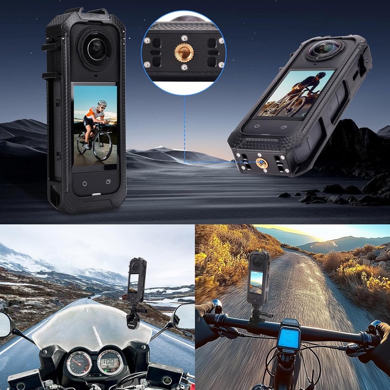 YETAMKR for Insta 360 X5 Camera Mount Case Cover/Tempered Glass Screen Protector/Front and Rear Lens Standard Transparent Protective Covers/Silicone Lens Protector Camera Cage Accessories (Optical Glass) - Image 4